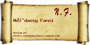 Nádassy Fanni névjegykártya